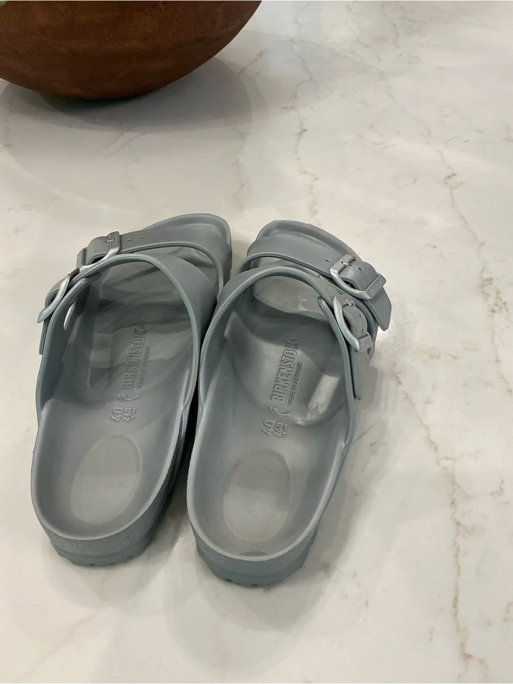Birkenstock Arizona EVA Sandals Metallic Silver - Picture 4 of 5